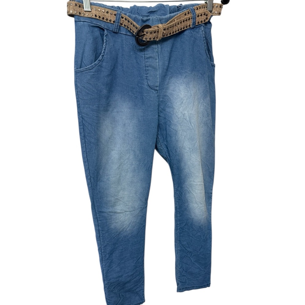 Blue Women's Jeggings with Belt